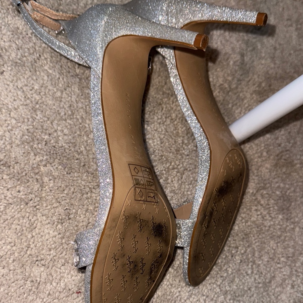 Kelly & Katie Sparkling Silver Ankle Strap Heels - Picture 4 of 5